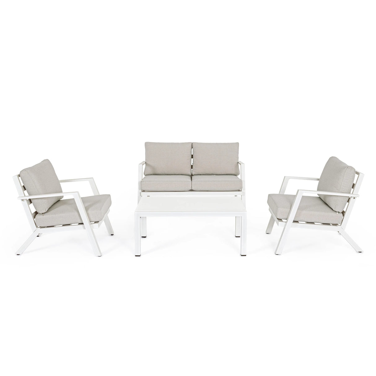 Gartenlounge Set 4er Set Harlem mit Kissen Weiß YK11 - ZEN ZONE Furniture