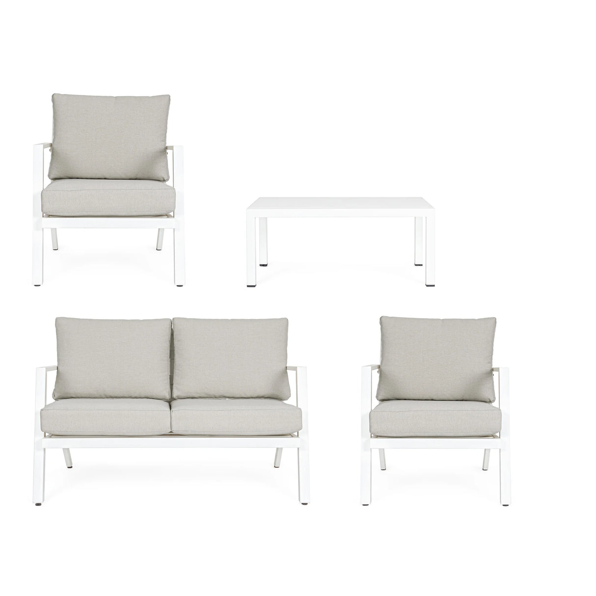 Gartenlounge Set 4er Set Harlem mit Kissen Weiß YK11 - ZEN ZONE Furniture