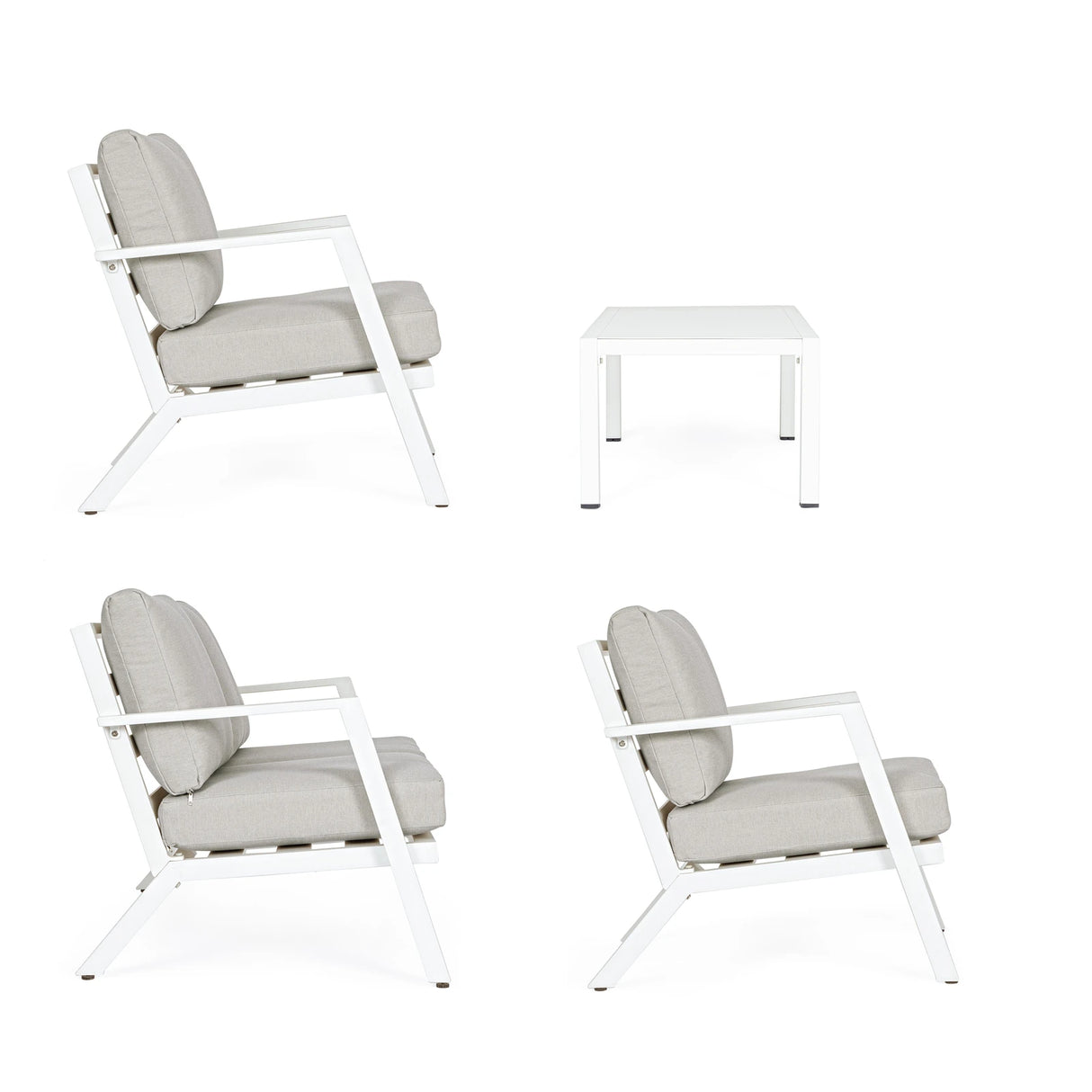 Gartenlounge Set 4er Set Harlem mit Kissen Weiß YK11 - ZEN ZONE Furniture