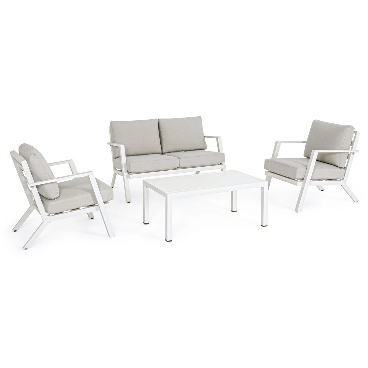 Gartenlounge Set 4er Set Harlem mit Kissen Weiß YK11 - ZEN ZONE Furniture
