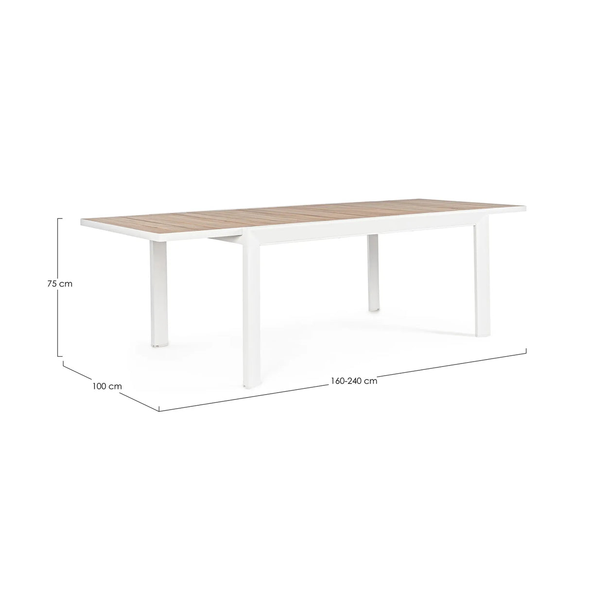 Gartentisch ausziehbar 160-240x100 Weiß YK11 Belmar - ZEN ZONE Furniture