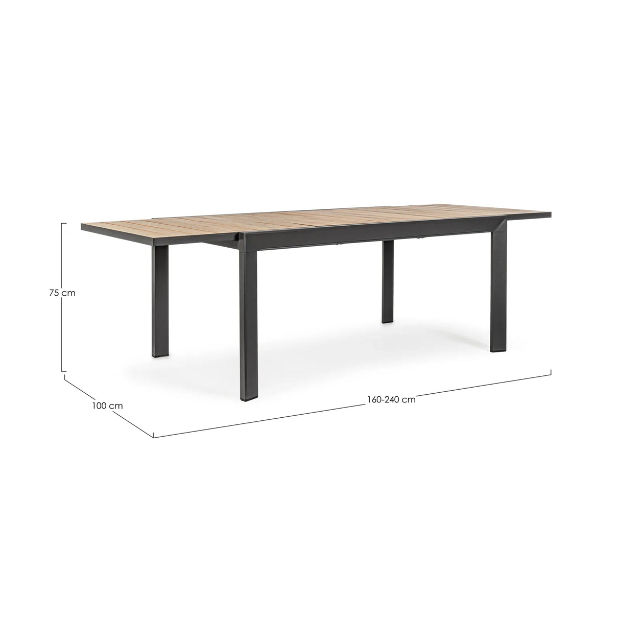 Gartentisch ausziehbar 160-240x100 Natur/Anthrazit YK11 Belmar - ZEN ZONE Furniture