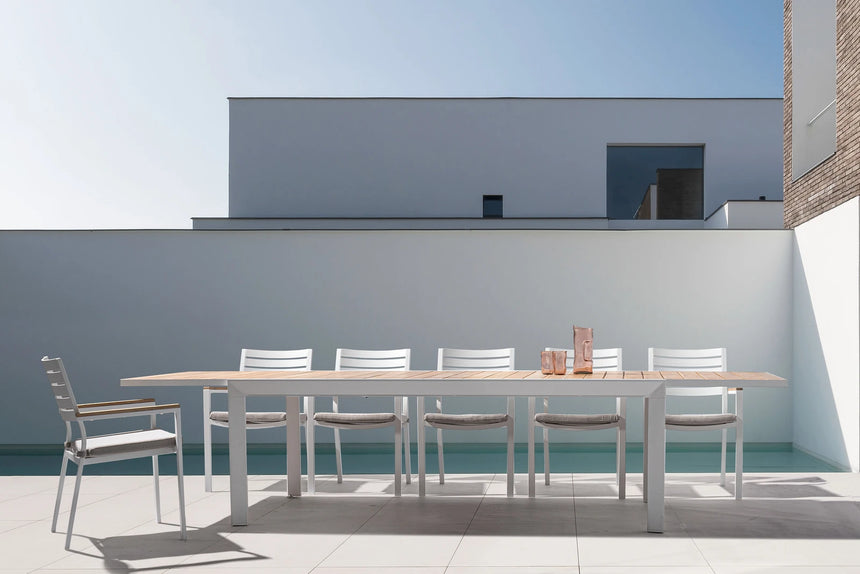 Gartentisch ausziehbar 220-340x100 Weiß YK11 Belmar - ZEN ZONE Furniture