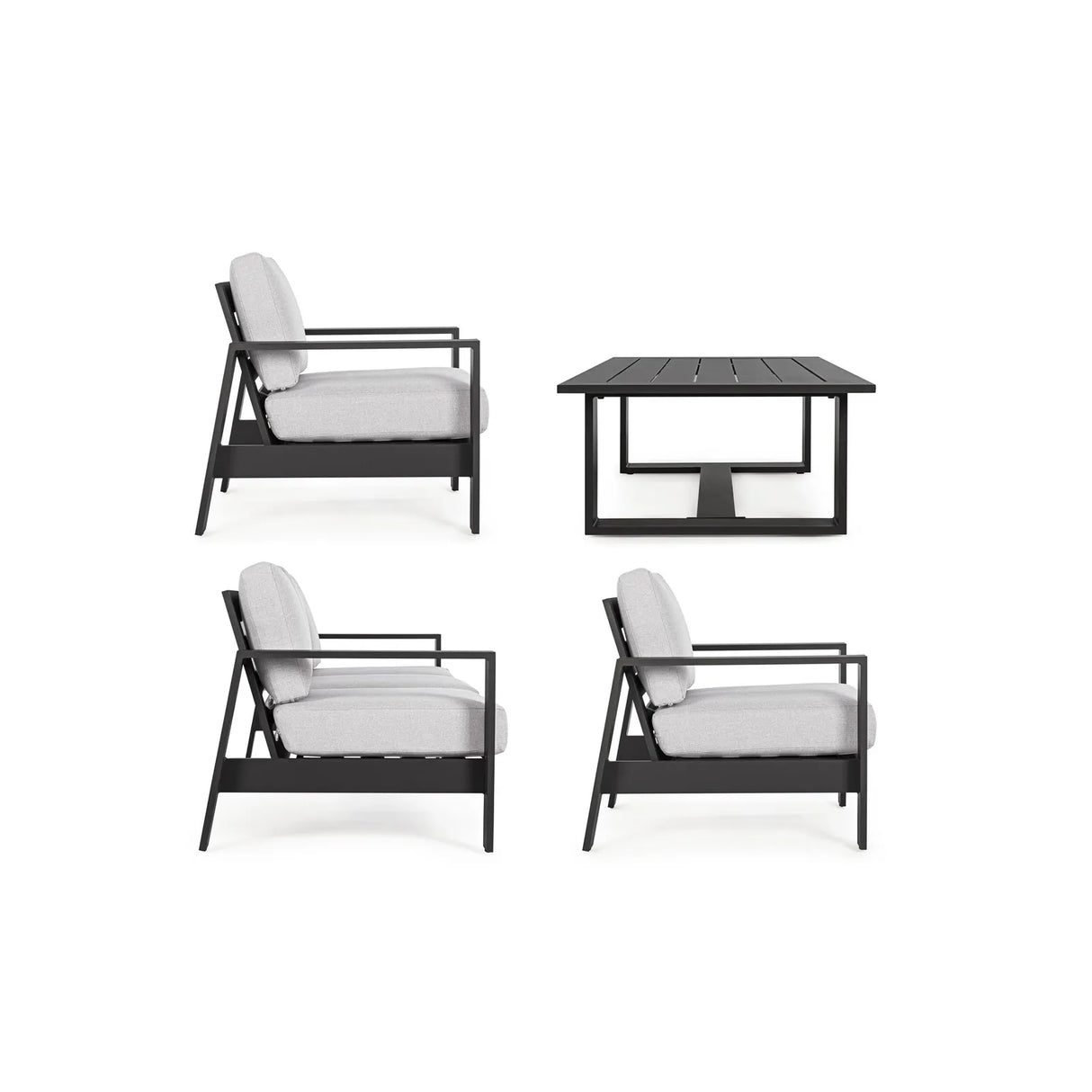 Gartenlounge Set 4er Set Baltic mit Kissen Anthrazit YK13 - ZEN ZONE Furniture