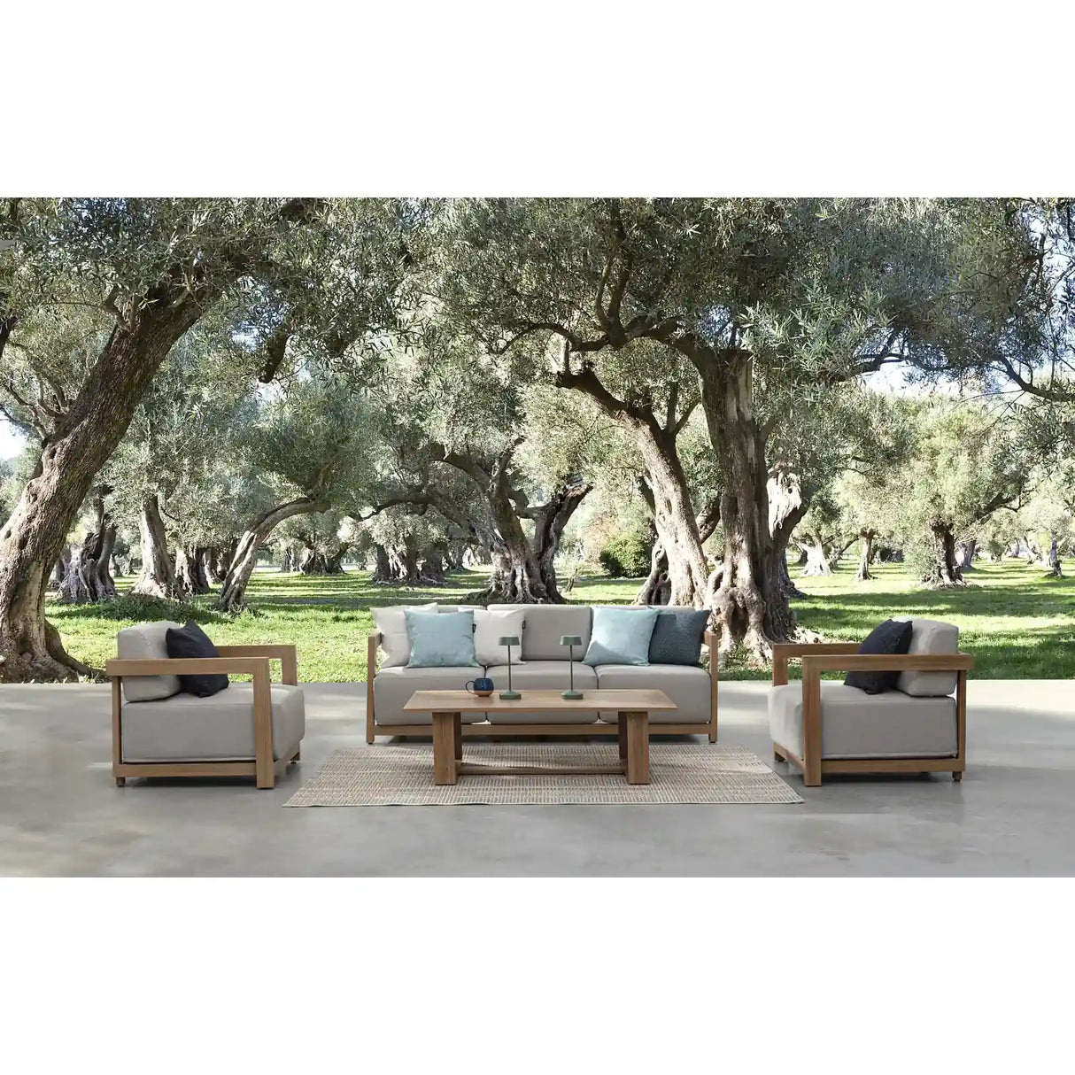 Gartenlounge Set 4er Set Theseus Natur - ZEN ZONE Furniture