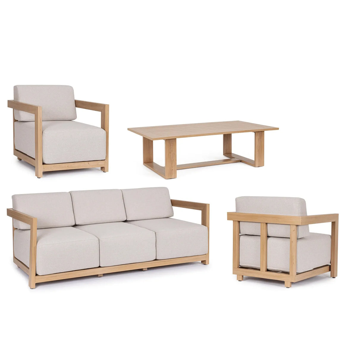 Gartenlounge Set 4er Set Theseus Natur - ZEN ZONE Furniture