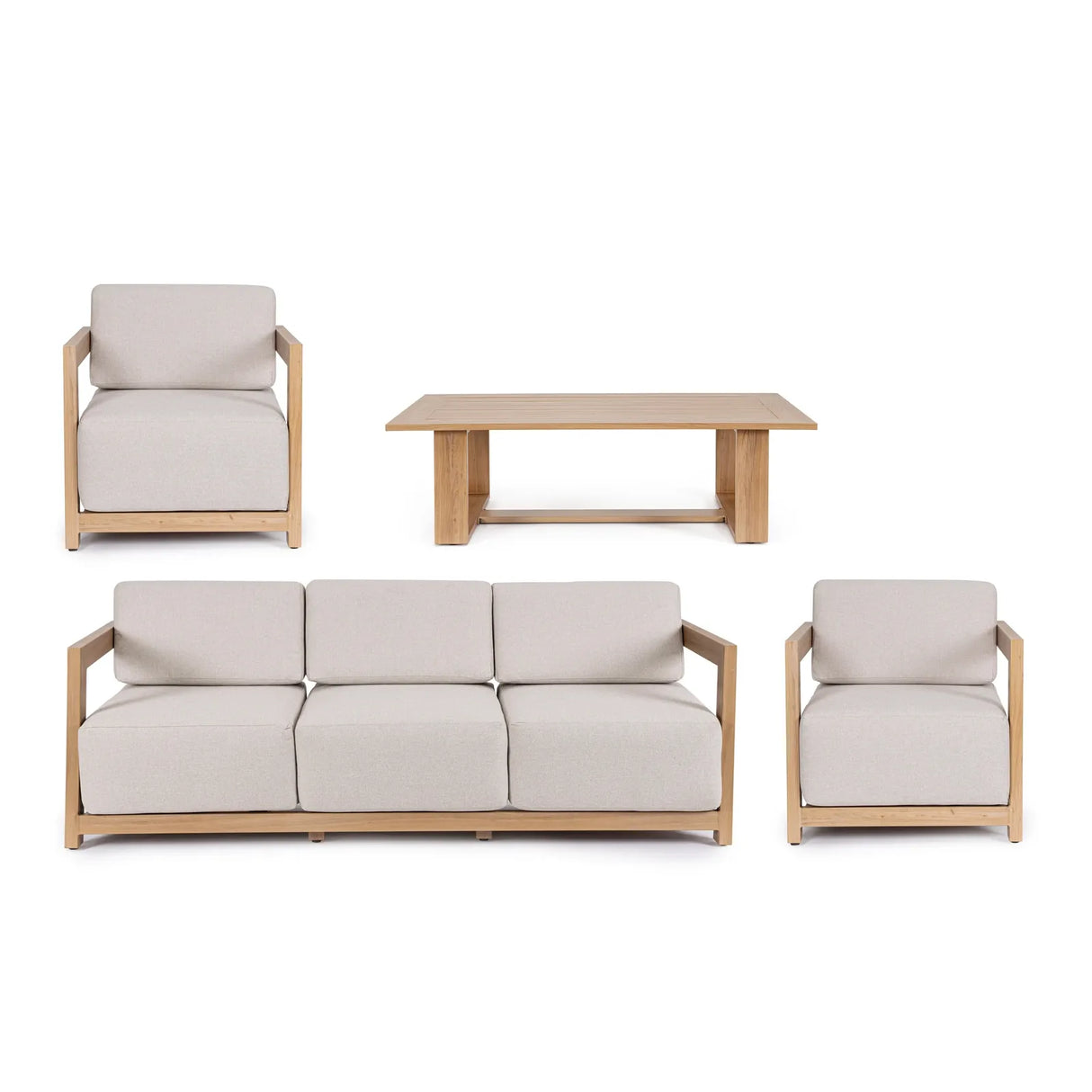 Gartenlounge Set 4er Set Theseus Natur - ZEN ZONE Furniture