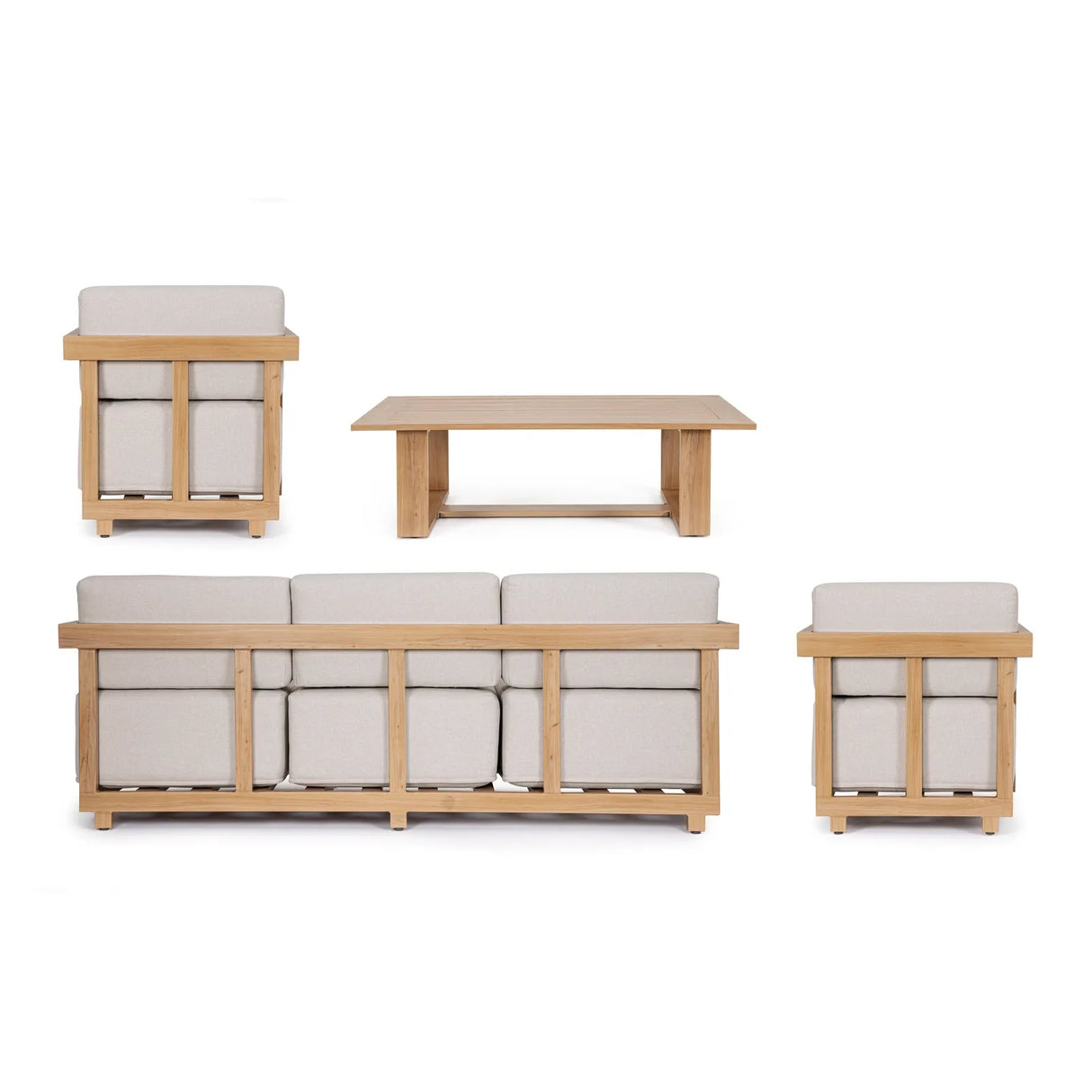 Gartenlounge Set 4er Set Theseus Natur - ZEN ZONE Furniture