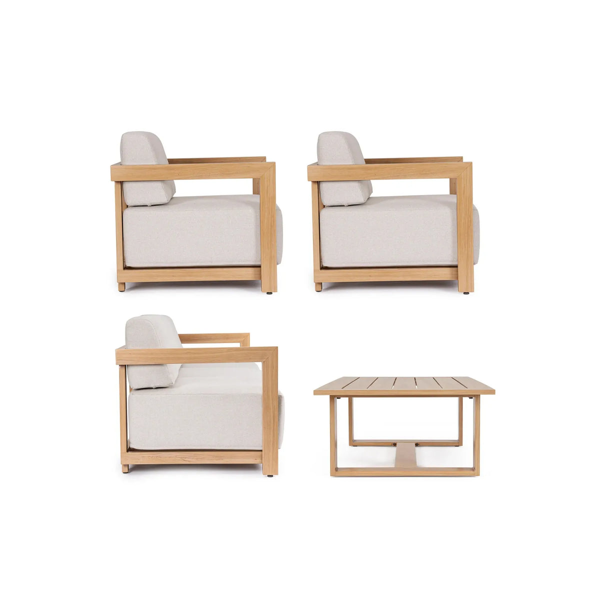 Gartenlounge Set 4er Set Theseus Natur - ZEN ZONE Furniture