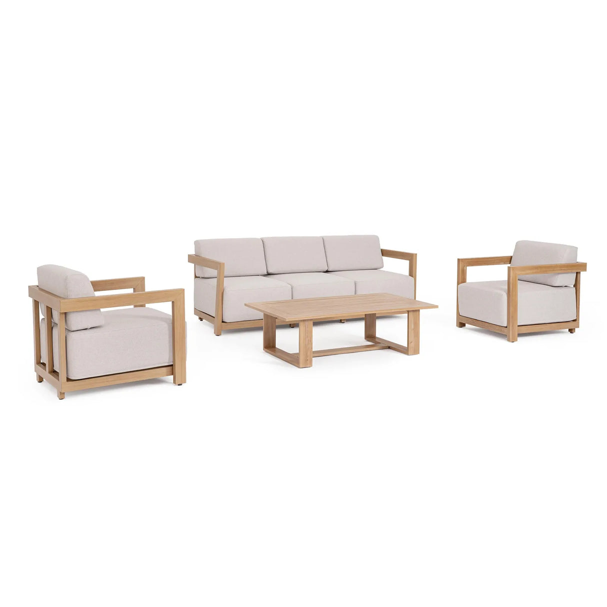 Gartenlounge Set 4er Set Theseus Natur - ZEN ZONE Furniture