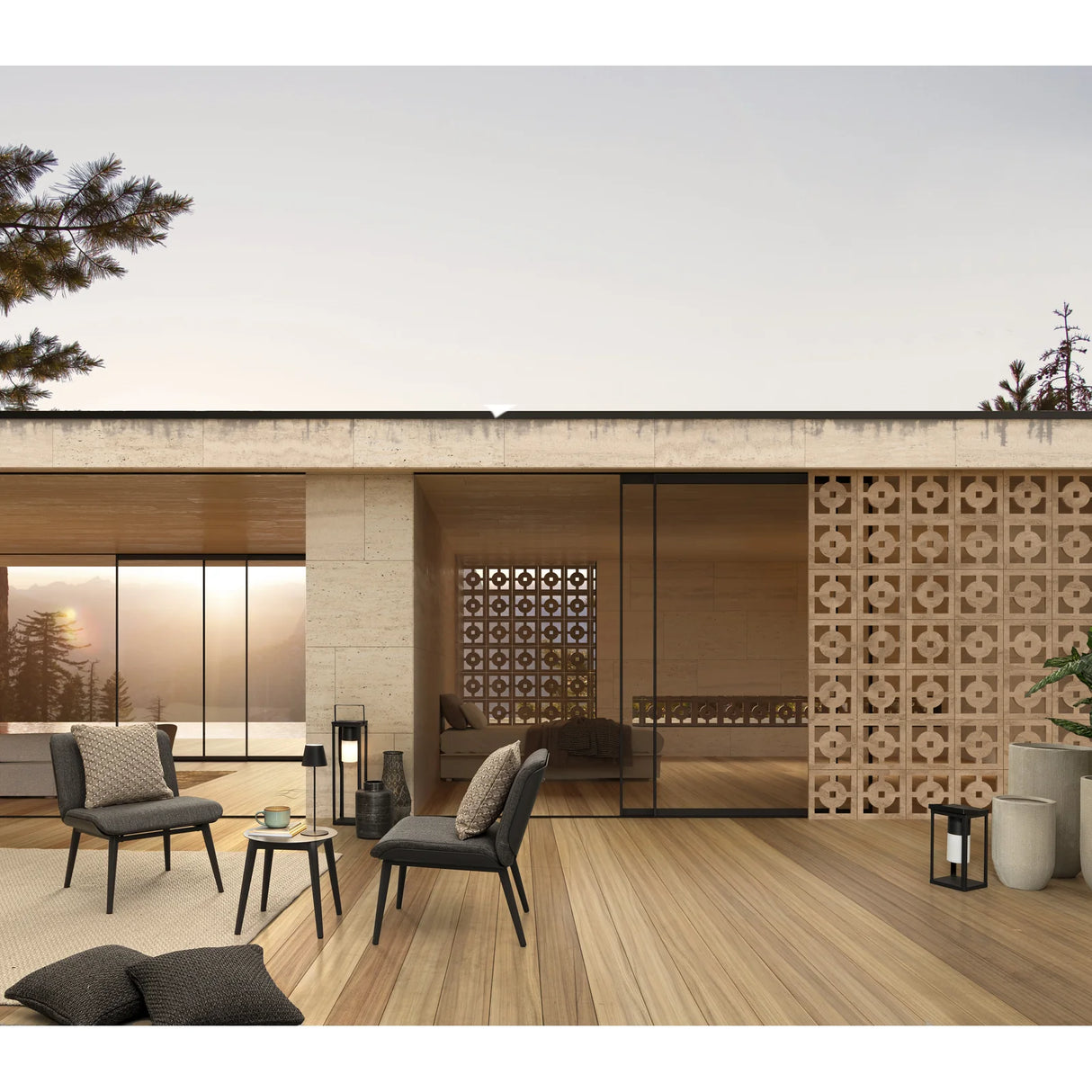 Garten Balkon-Set 3 mit Kissen Anthrazit WG21 Isabela - ZEN ZONE Furniture