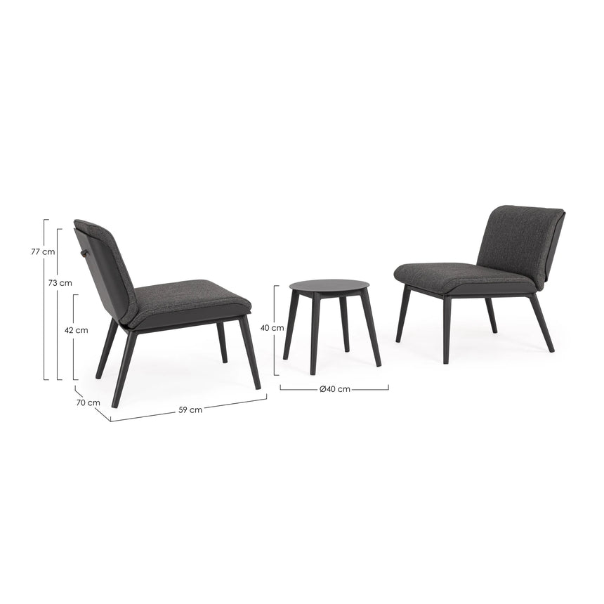 Garten Balkon-Set 3 mit Kissen Anthrazit WG21 Isabela - ZEN ZONE Furniture