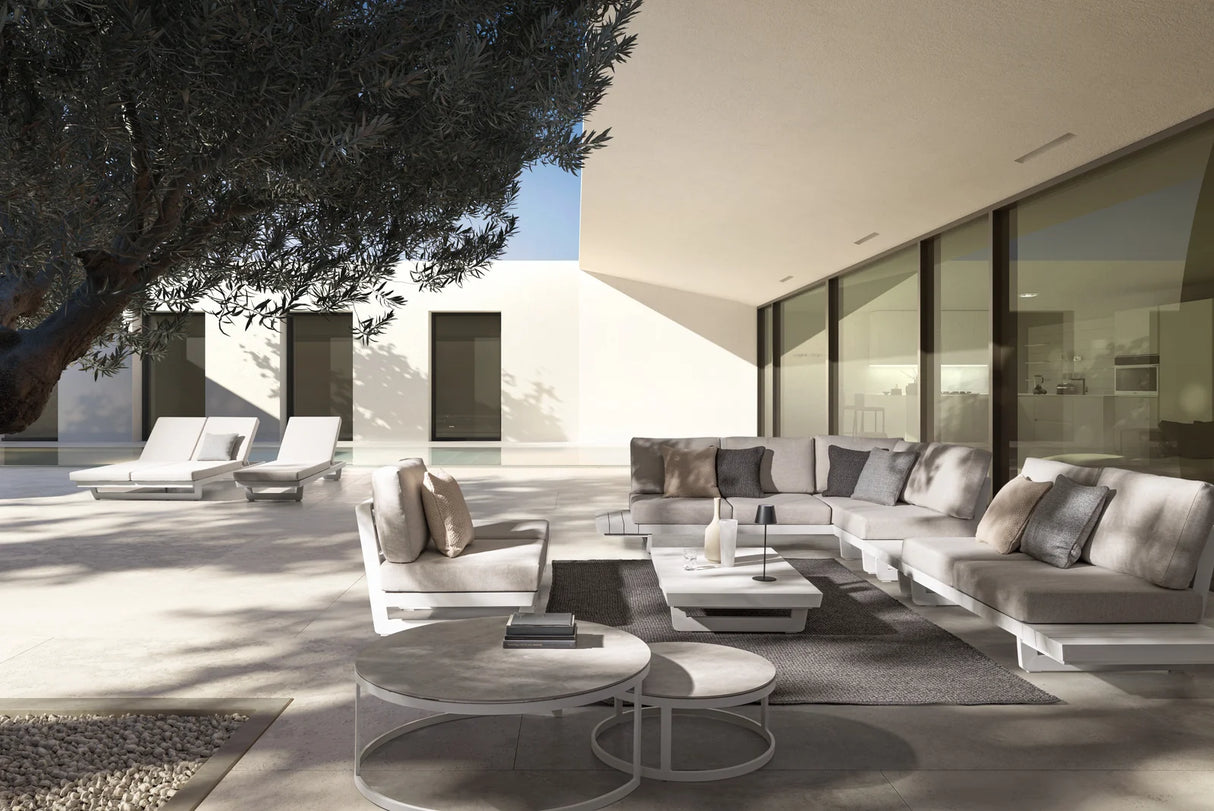 Gartenlounge Ecksitzgruppe 2er Set mit Kissen Weiß WG20 Infinity - ZEN ZONE Furniture