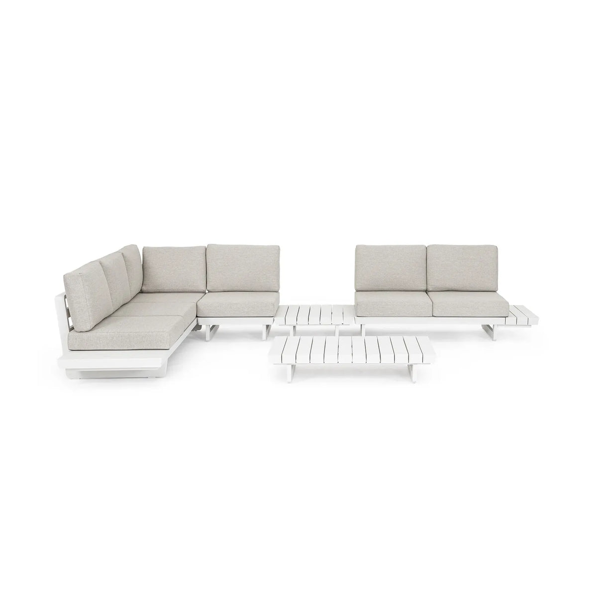 Gartenlounge Ecksitzgruppe 2er Set mit Kissen Weiß WG20 Infinity - ZEN ZONE Furniture