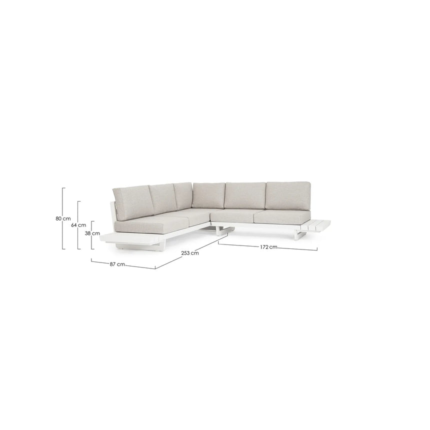 Gartenlounge Ecksitzgruppe 2er Set mit Kissen Weiß WG20 Infinity - ZEN ZONE Furniture
