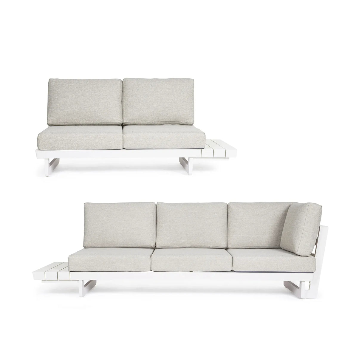 Gartenlounge Ecksitzgruppe 2er Set mit Kissen Weiß WG20 Infinity - ZEN ZONE Furniture