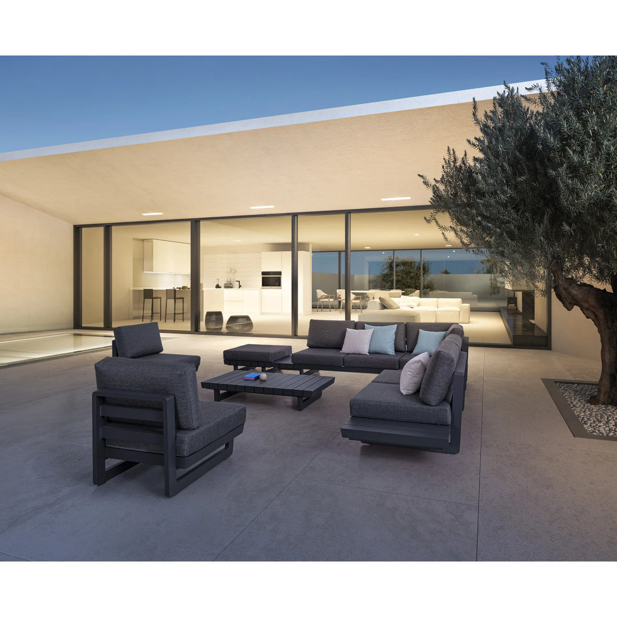 Gartenlounge Set 2 Ecksitzgruppe mit Kissen Anthrazit WG21 Infinity - ZEN ZONE Furniture