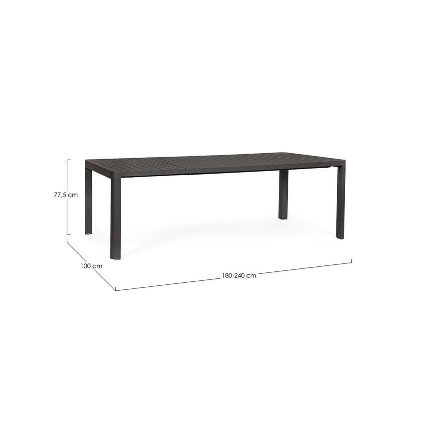 Gartentisch ausziehbar 180-240x100 Anthrazit CX23 Kiplin - ZEN ZONE Furniture