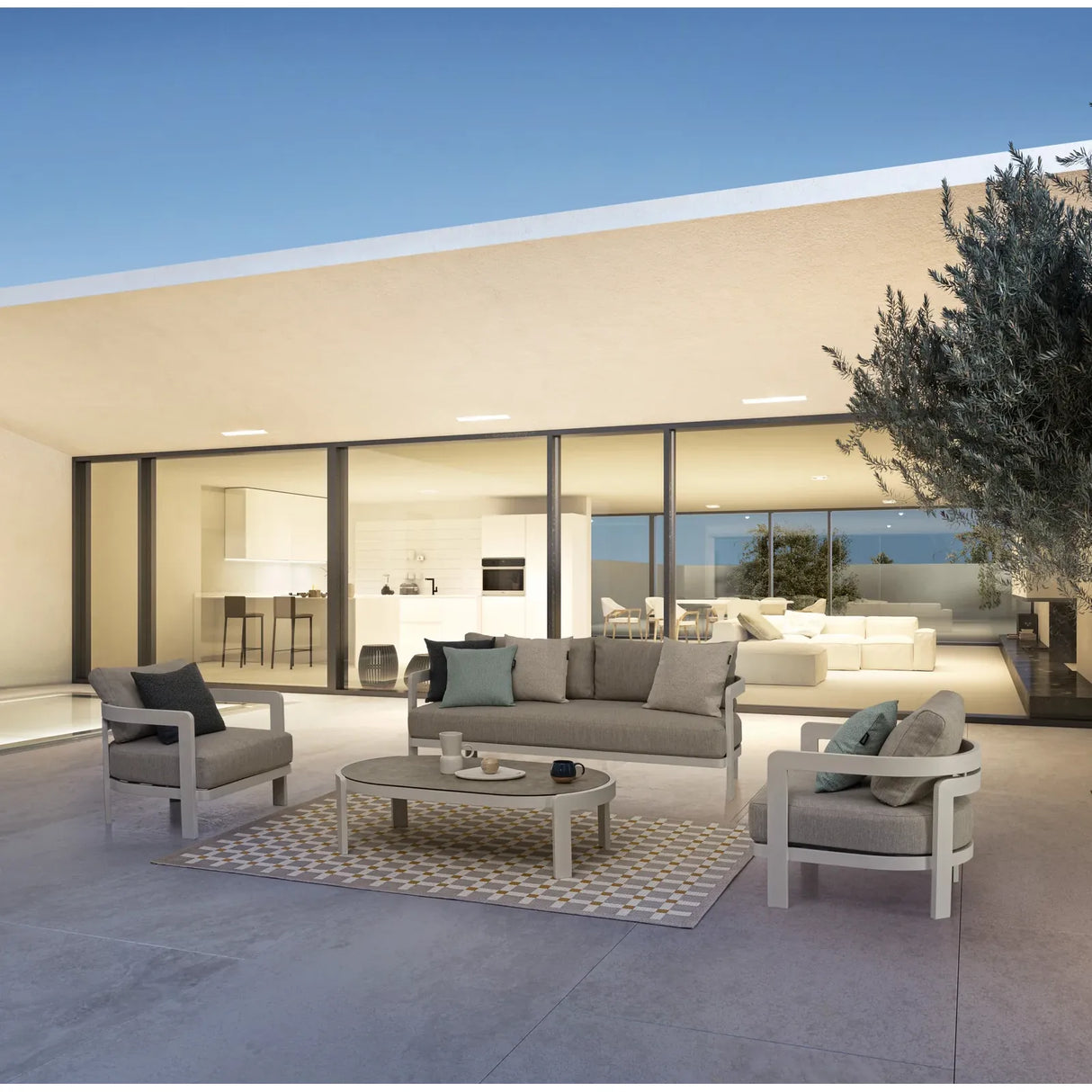 Gartenlounge Set 4er mit Kissen Presley Weiß WG20 - ZEN ZONE Furniture