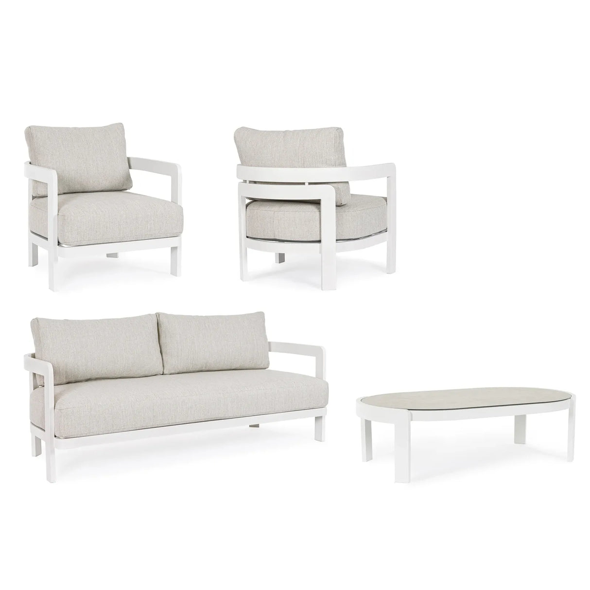 Gartenlounge Set 4er mit Kissen Presley Weiß WG20 - ZEN ZONE Furniture
