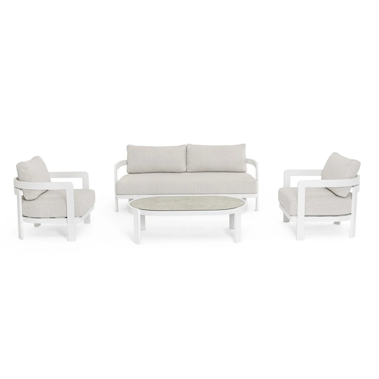 Gartenlounge Set 4er mit Kissen Presley Weiß WG20 - ZEN ZONE Furniture