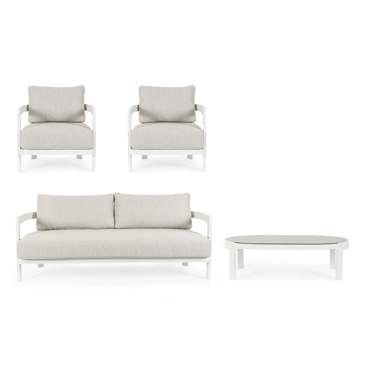 Gartenlounge Set 4er mit Kissen Presley Weiß WG20 - ZEN ZONE Furniture