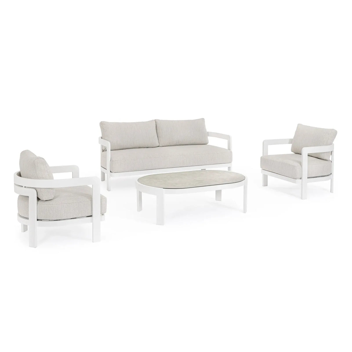 Gartenlounge Set 4er mit Kissen Presley Weiß WG20 - ZEN ZONE Furniture