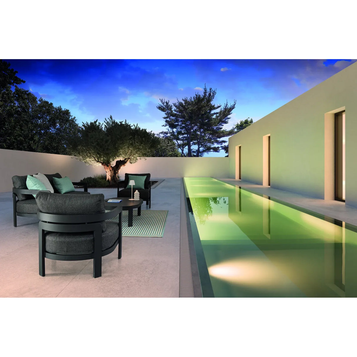 Gartenlounge Set 4er mit Kissen Presley Anthrazit WG21 - ZEN ZONE Furniture