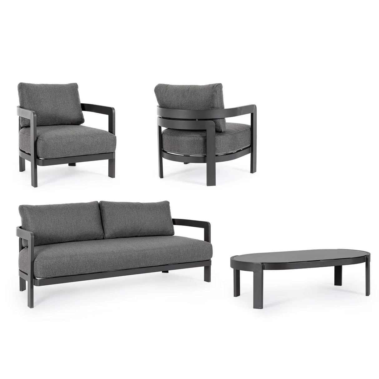 Gartenlounge Set 4er mit Kissen Presley Anthrazit WG21 - ZEN ZONE Furniture