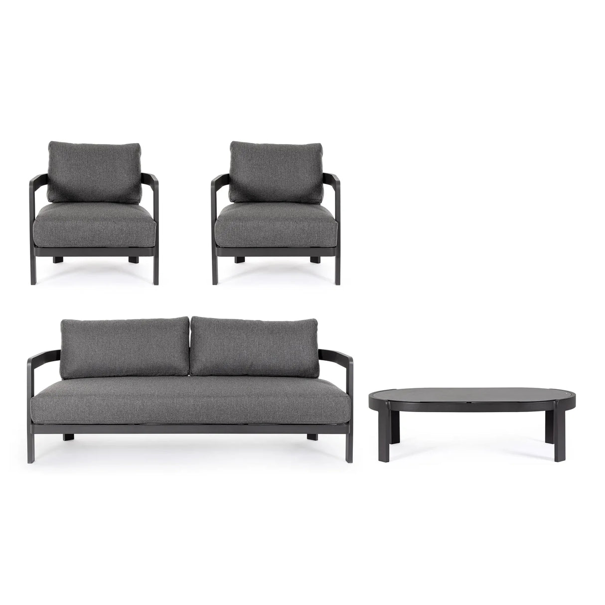 Gartenlounge Set 4er mit Kissen Presley Anthrazit WG21 - ZEN ZONE Furniture