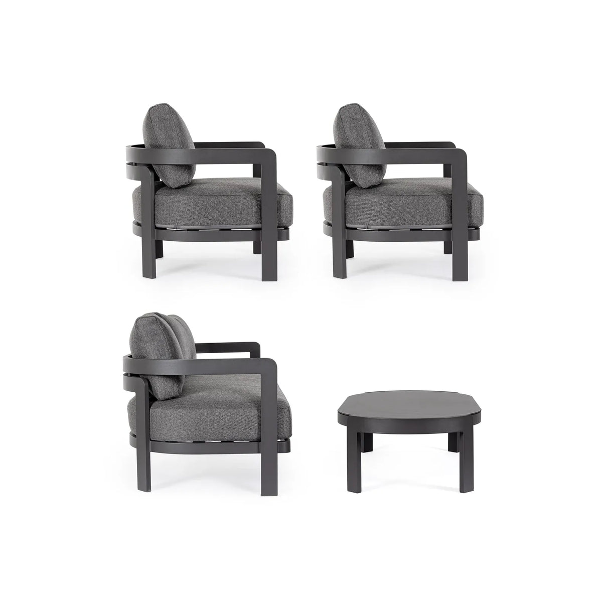 Gartenlounge Set 4er mit Kissen Presley Anthrazit WG21 - ZEN ZONE Furniture