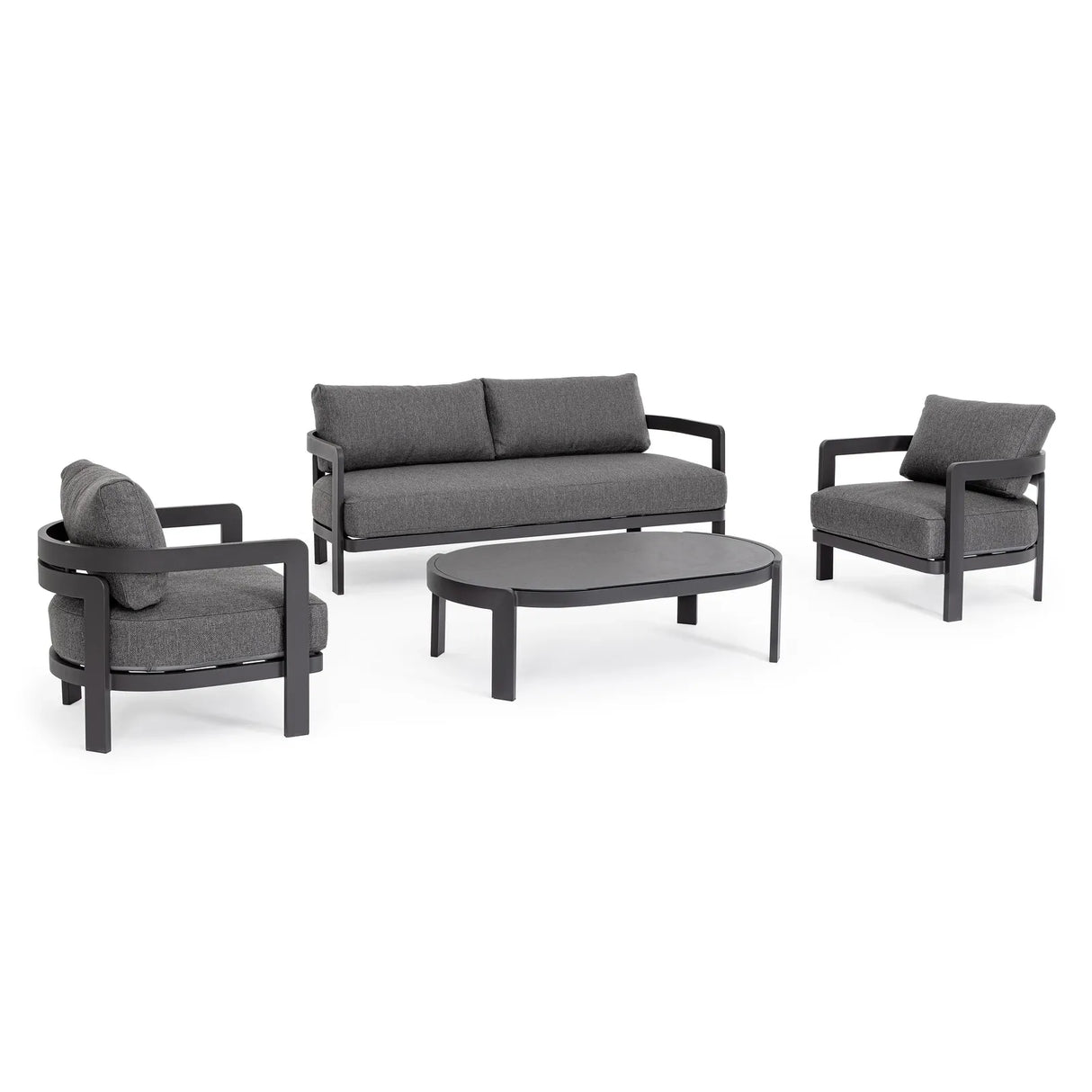 Gartenlounge Set 4er mit Kissen Presley Anthrazit WG21 - ZEN ZONE Furniture