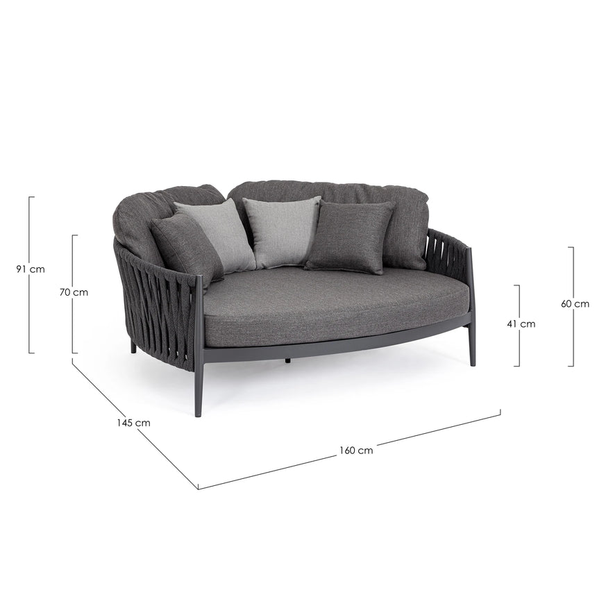 Outdoor Daybed mit Kissen Jacinta Anthrazit WG21 - ZEN ZONE Furniture