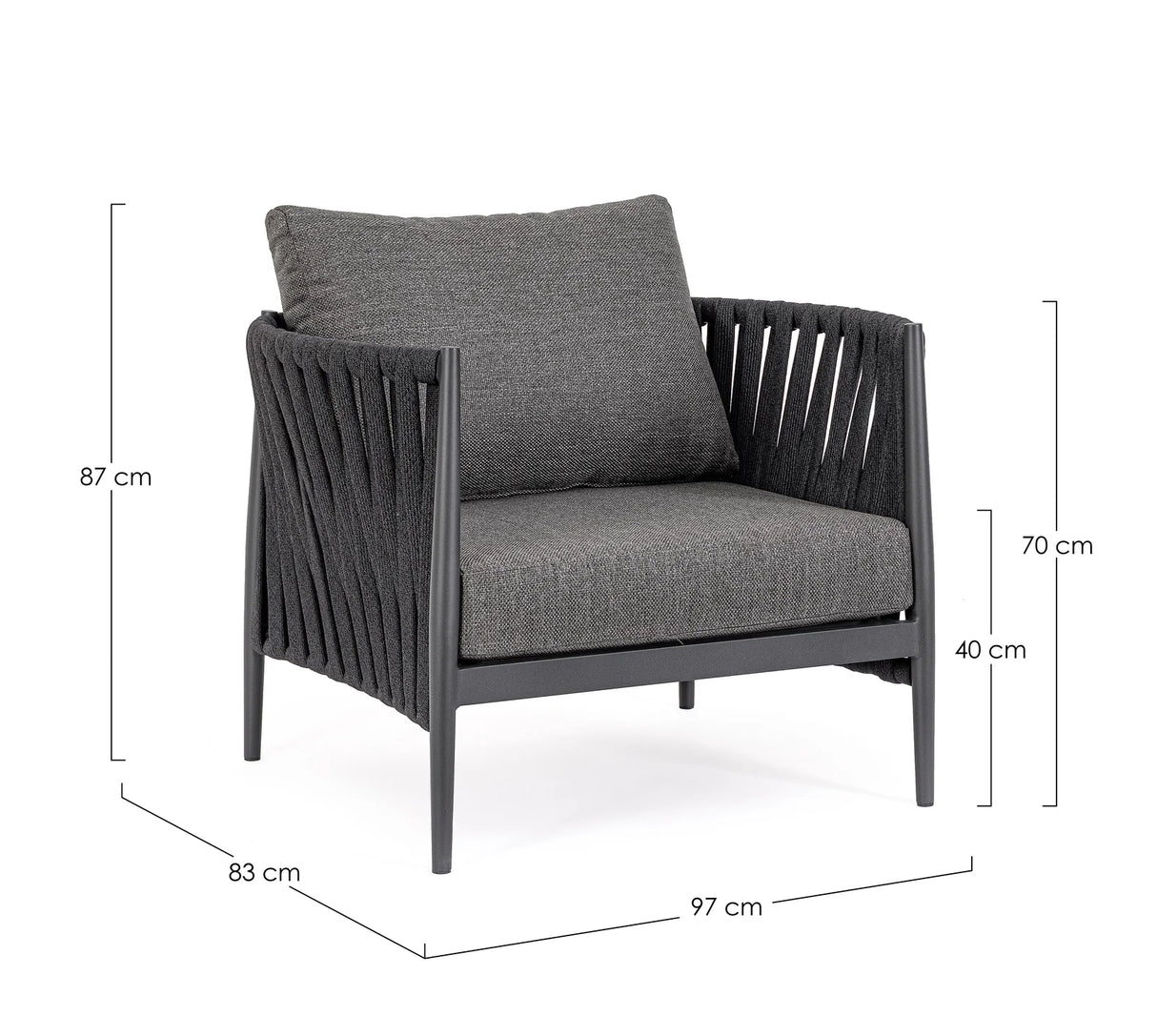 Outdoor Sessel 3er Platz mit Kissen Jacinta Anthrazit WG21 - ZEN ZONE Furniture