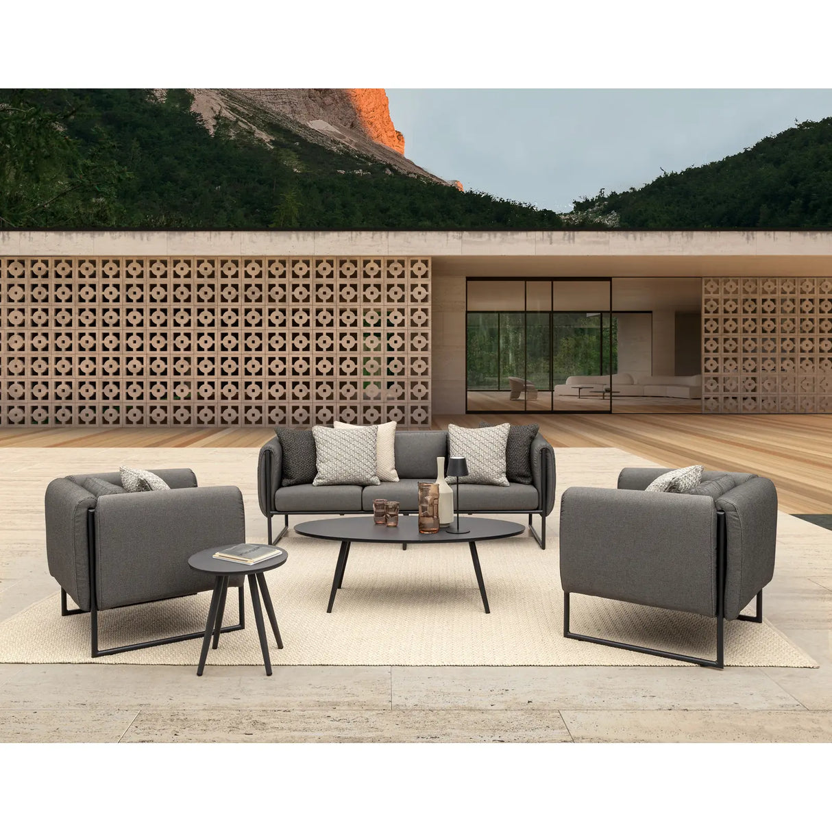 Garten-Sofa 3-Sitzer mit Kissen Pixel Anthrazit - ZEN ZONE Furniture