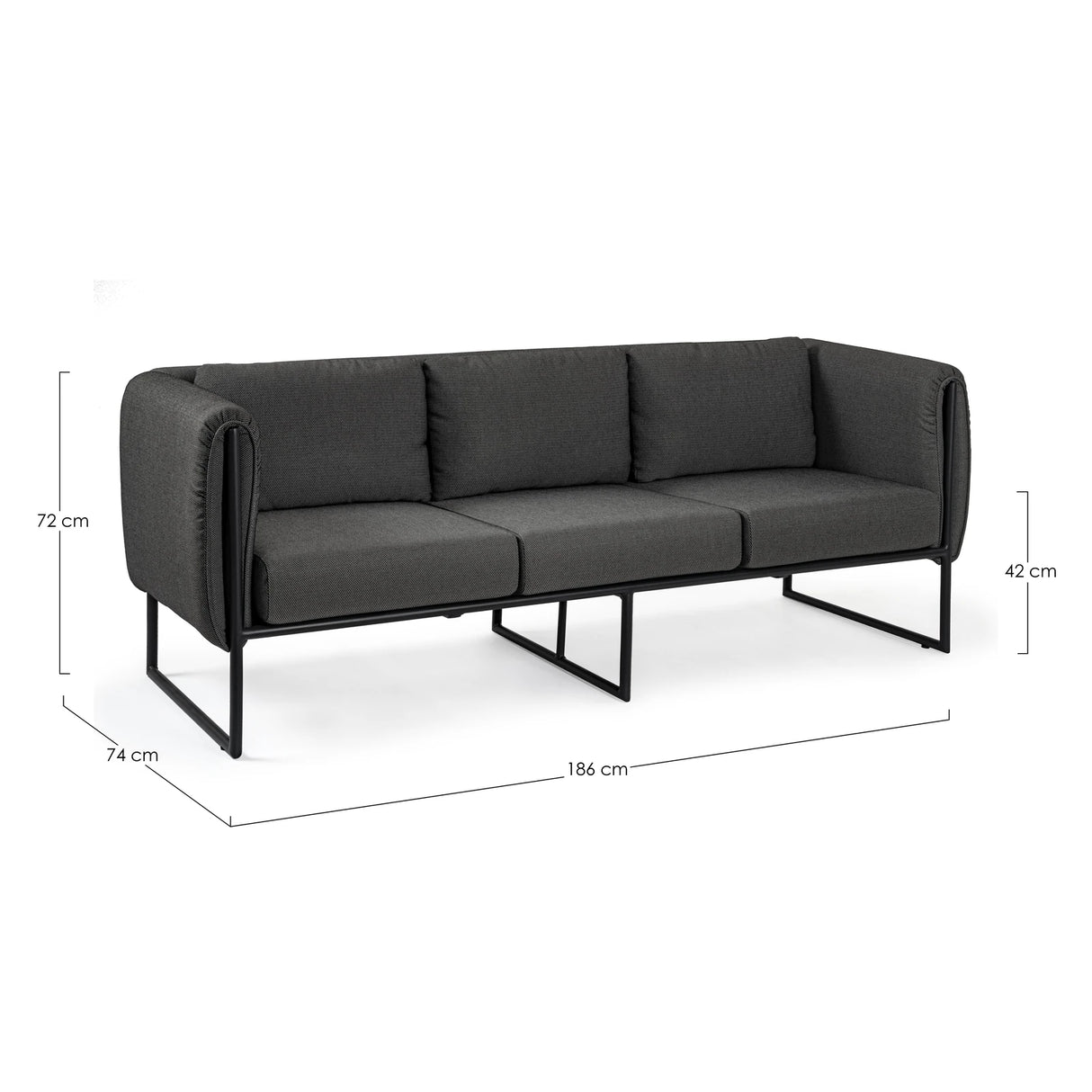 Garten-Sofa 3-Sitzer mit Kissen Pixel Anthrazit - ZEN ZONE Furniture