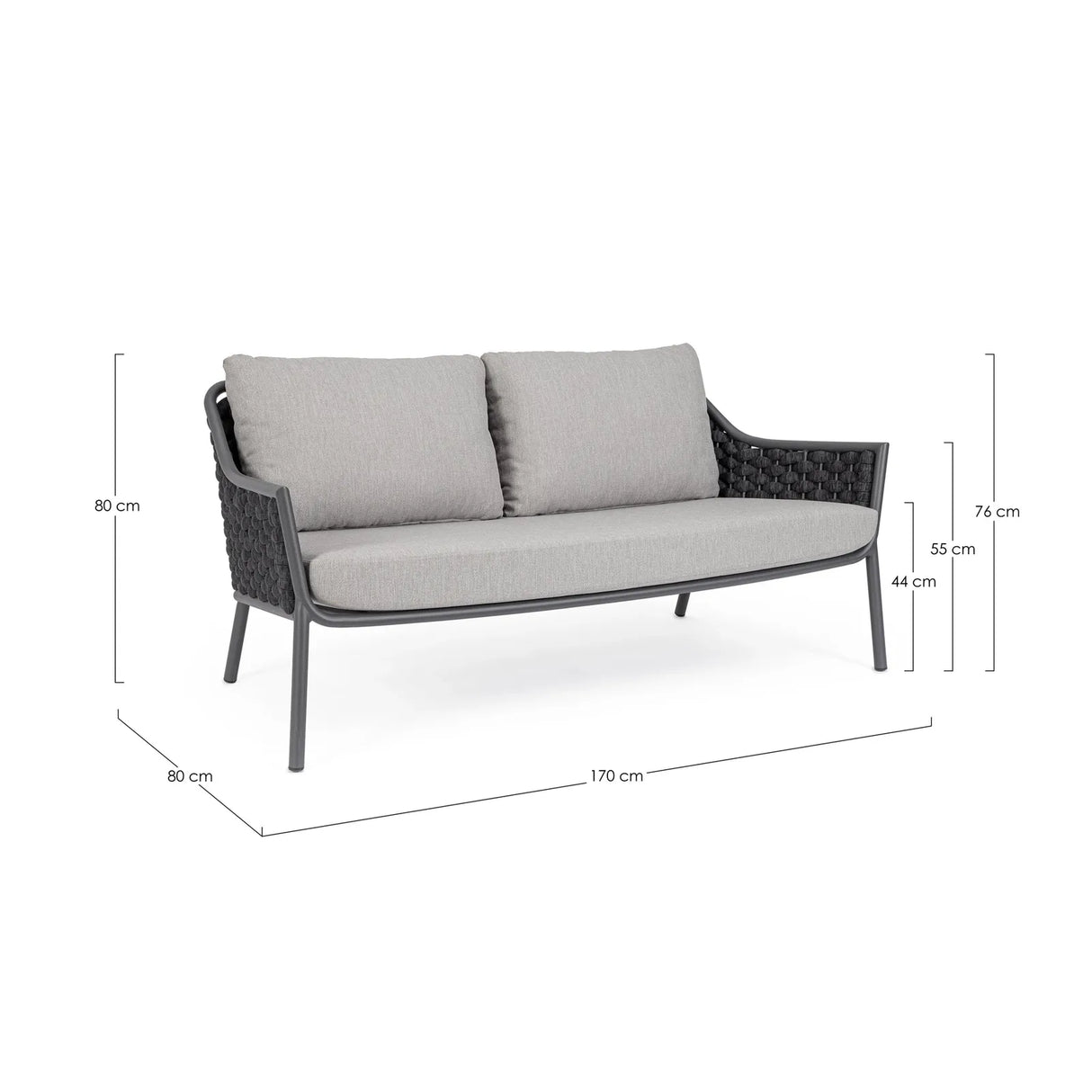Garten-Sofa 2-Sitzer mit Kissen Everly QS22/Graphit - ZEN ZONE Furniture