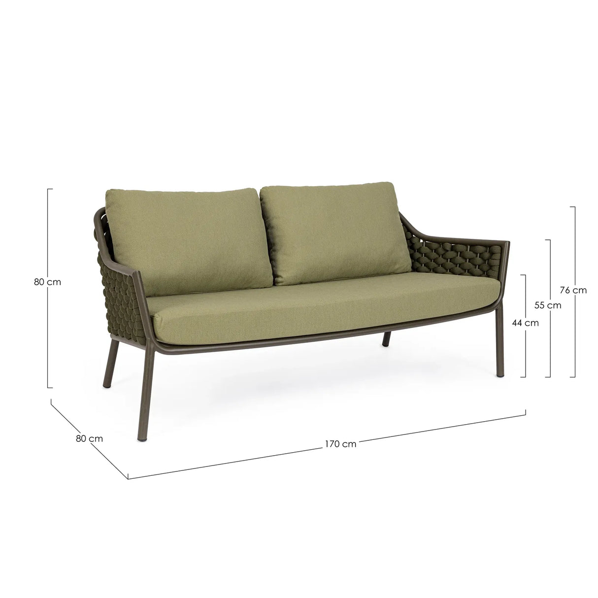 Garten-Sofa 2-Sitzer mit Kissen Everly Olive QS24 - ZEN ZONE Furniture