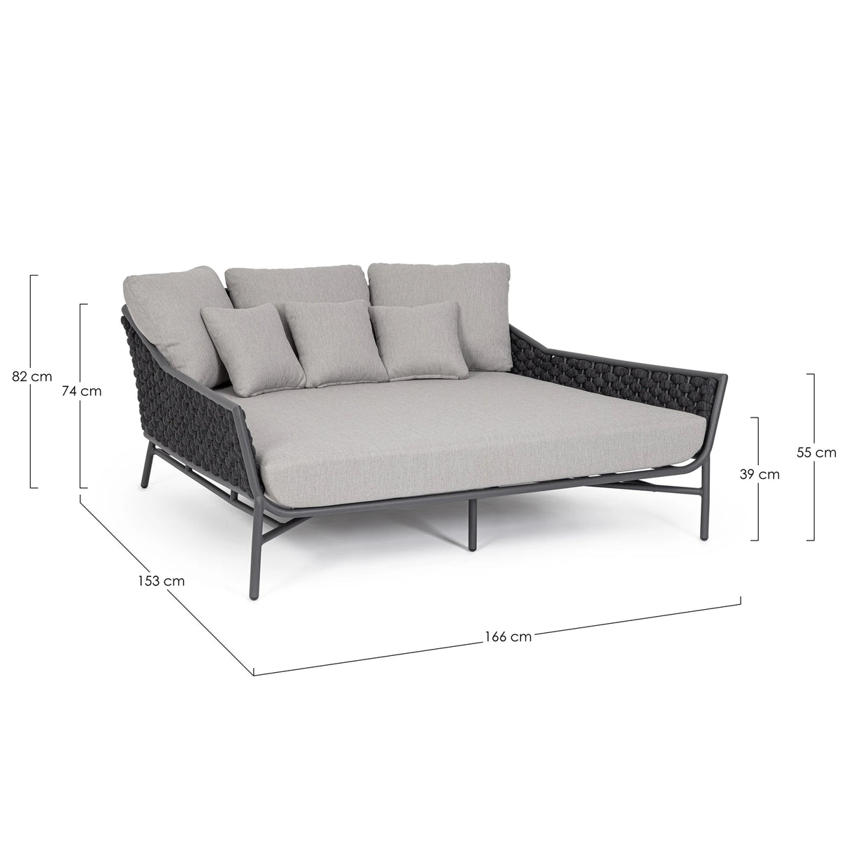 Outdoor Daybed mit Kissen Everly Anthrazit QS22/Graphit - ZEN ZONE Furniture