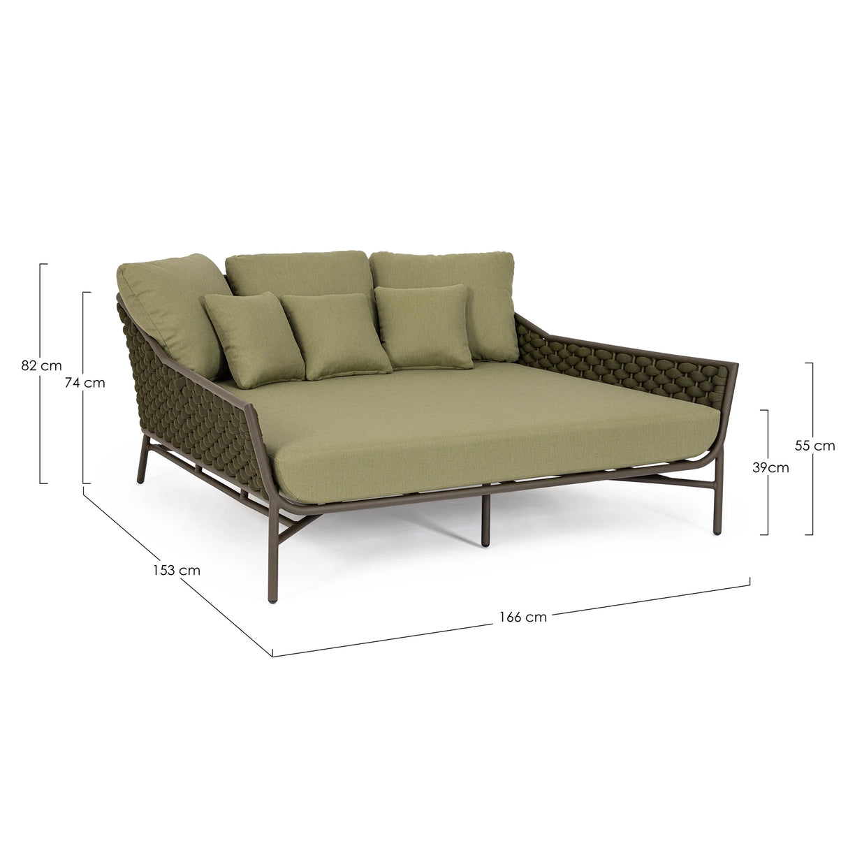 Outdoor Daybed mit Kissen Everly Olive QS24 - ZEN ZONE Furniture