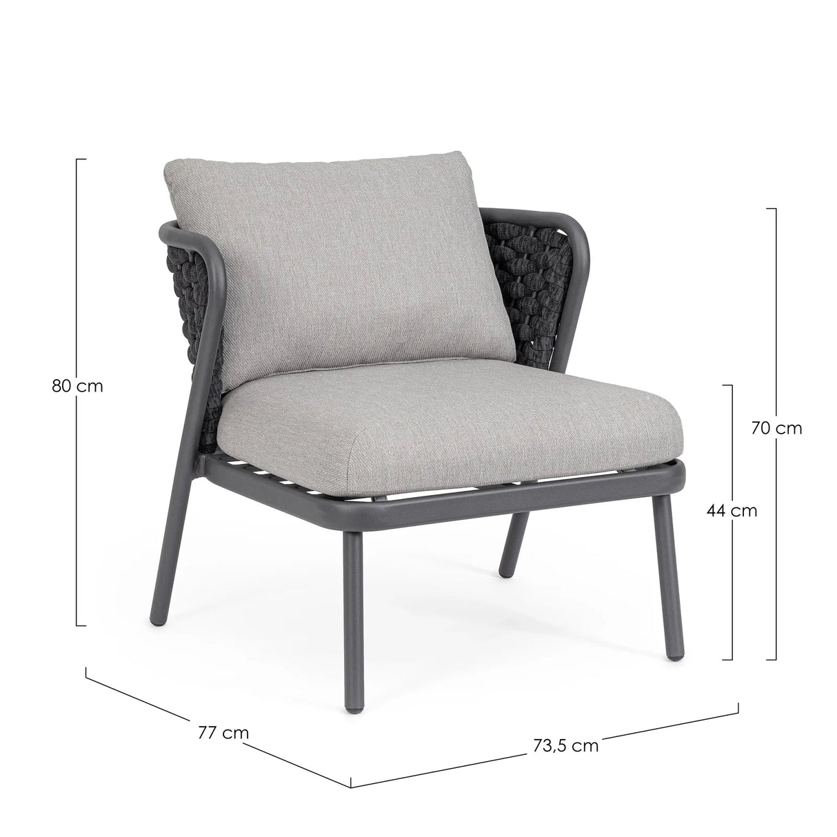 Gartenstuhl mit Kissen Harlow Anthrazit QS22/Graphit - ZEN ZONE Furniture