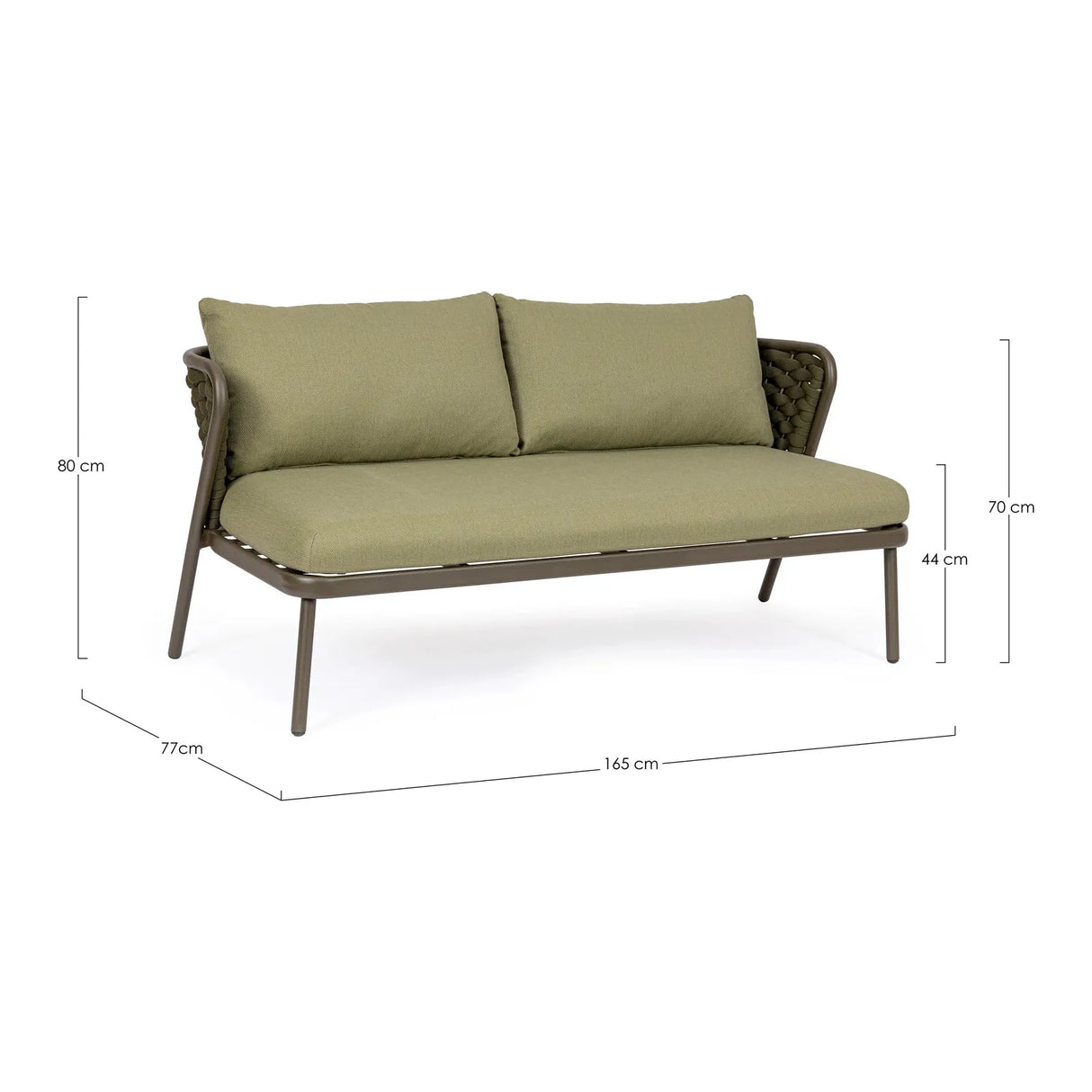 Harlow Sofa 2-Sitzer mit Kissen Oliv Qs24 - ZEN ZONE Furniture
