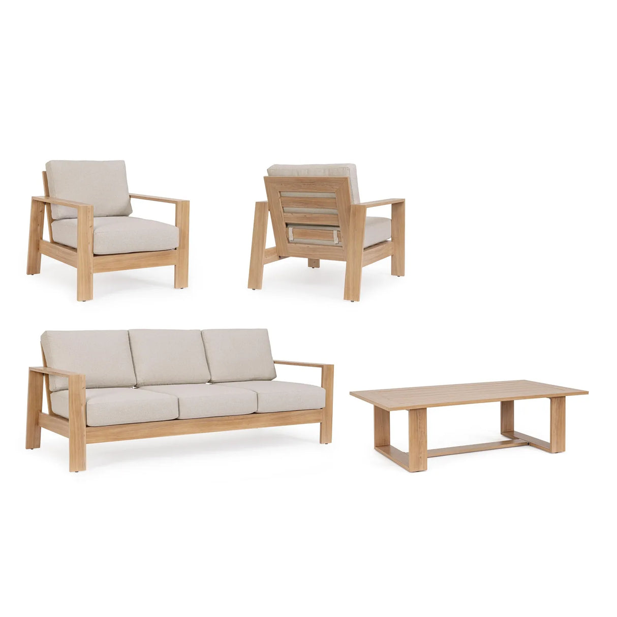 Gartenlounge Set 4er Set mit Kissen Baltic Natürlich - ZEN ZONE Furniture