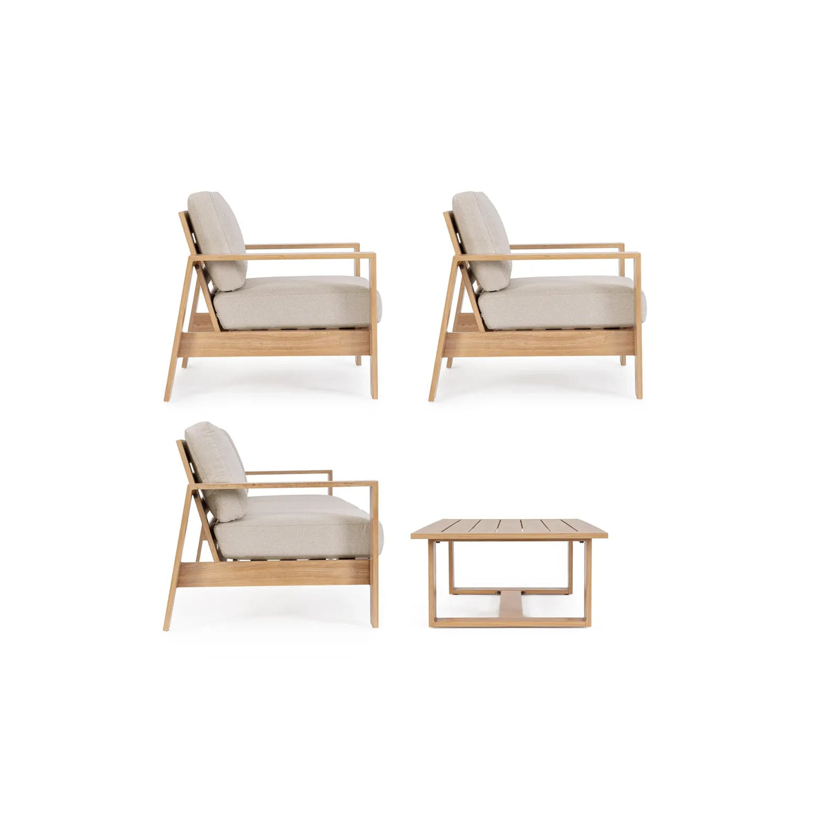 Gartenlounge Set 4er Set mit Kissen Baltic Natürlich - ZEN ZONE Furniture