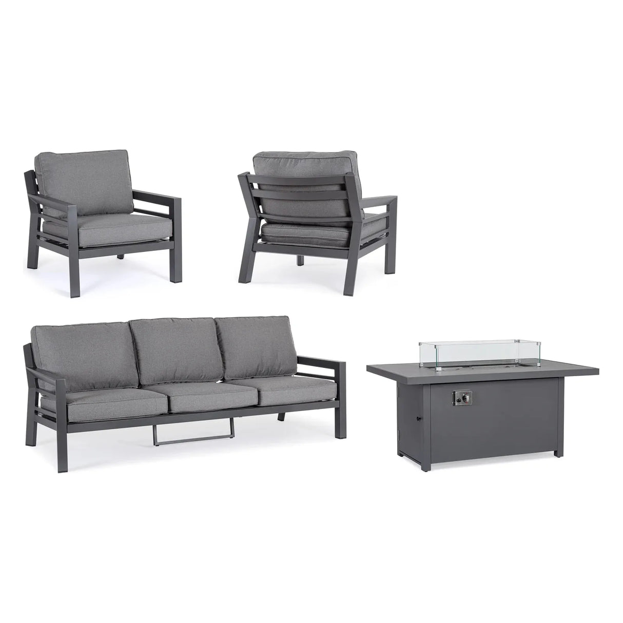 Hendrix Sofa Set 4 Anthrazit mit Kissen - ZEN ZONE Furniture