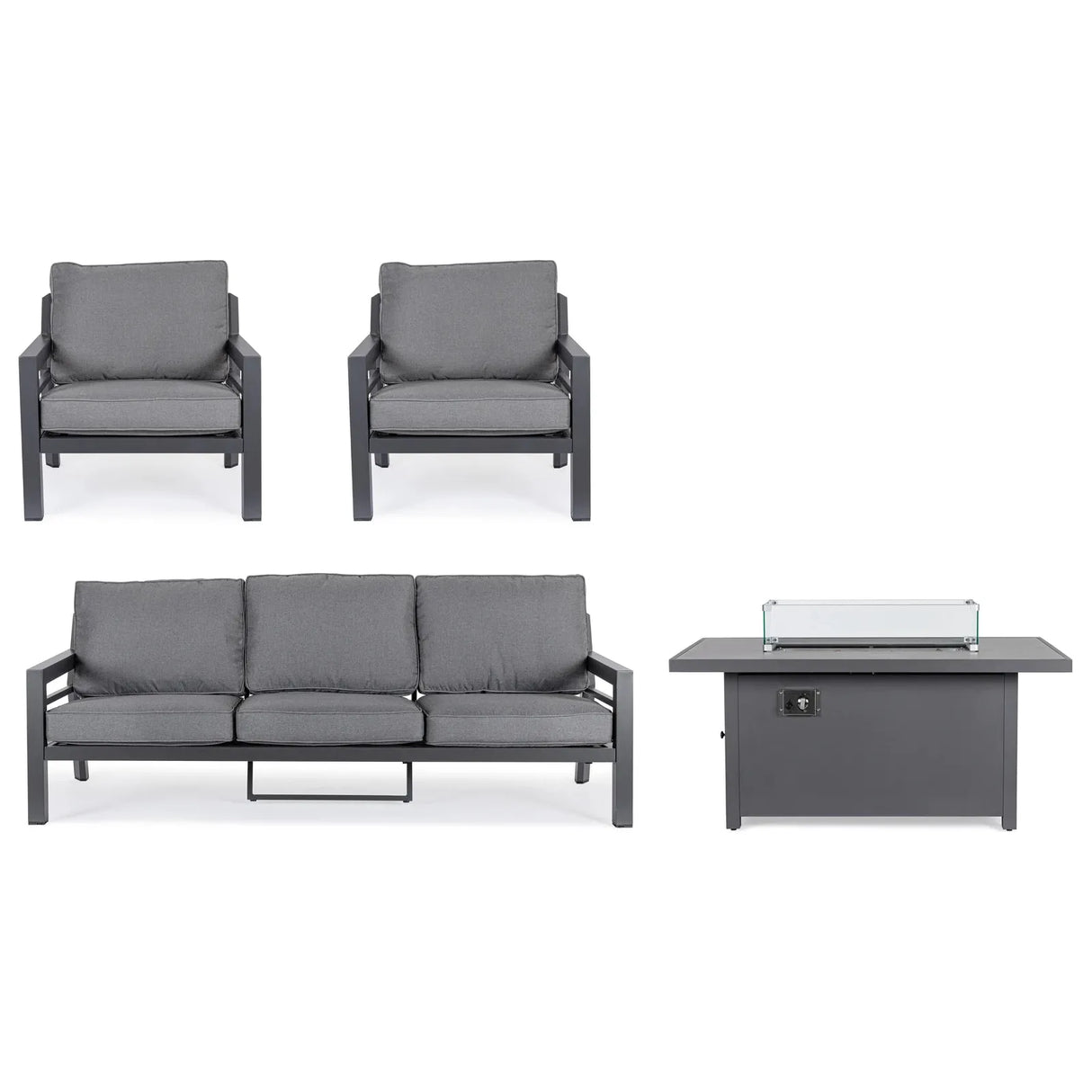 Hendrix Sofa Set 4 Anthrazit mit Kissen - ZEN ZONE Furniture