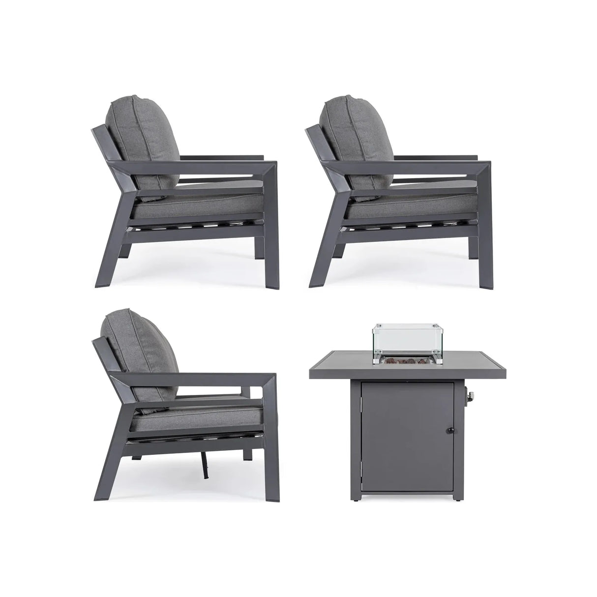 Hendrix Sofa Set 4 Anthrazit mit Kissen - ZEN ZONE Furniture