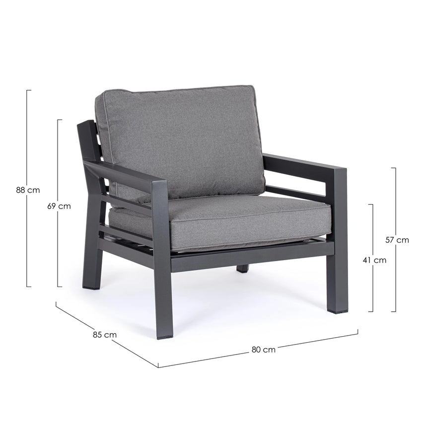 Outdoor Sessel mit Kissen Hendrix Anthrazit PG61 - ZEN ZONE Furniture