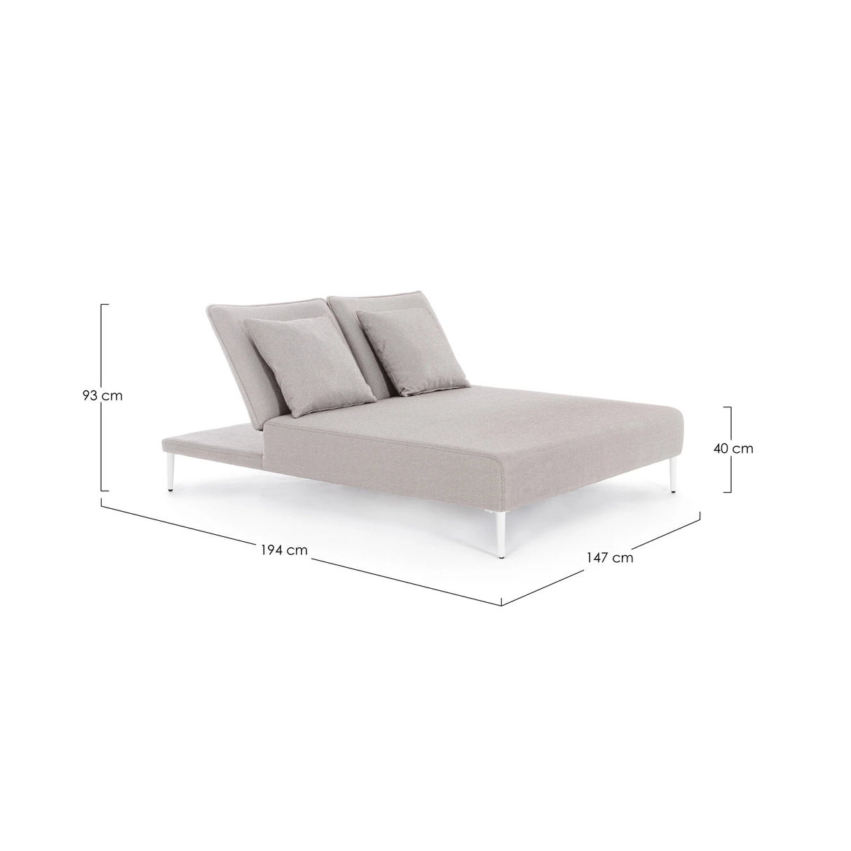 Gartenliege Doppel mit Kissen Viper Weiß QS20/Sand - ZEN ZONE Furniture