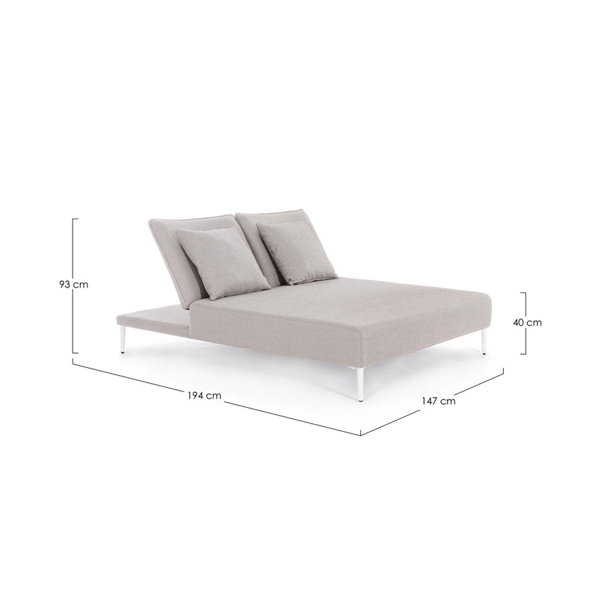 Gartenliege Doppel mit Kissen Viper Weiß QS20/Sand - ZEN ZONE Furniture